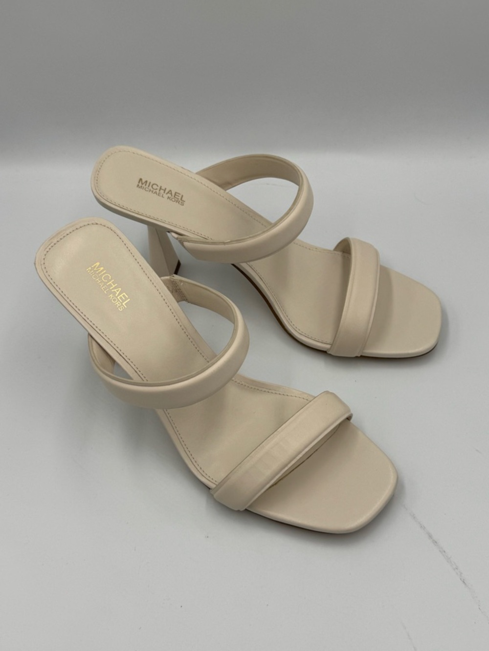 Michael Kors Strappy Slide Heels Nude Minimal Sandals Womens 9.5 M - Picture 3 of 7